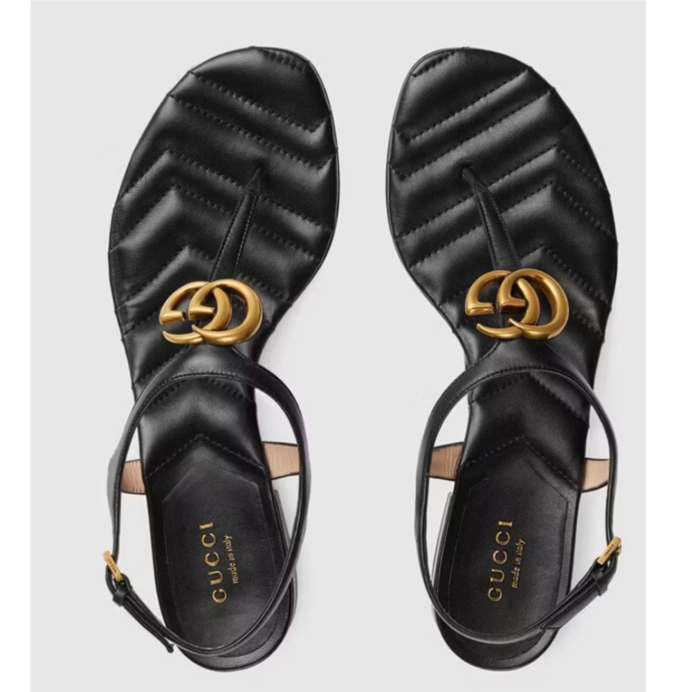 GUCCI Marmont GG logo leather thong sandals - Picture 2 of 5